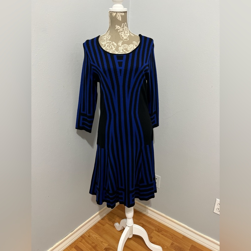 Royal blue and black stripped dress
